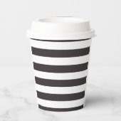 Nautical Navy Blue Stripes Familienaam Monogram Papieren Bekers (Achterkant)