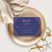 Nautical Navy Blue Stripes Gold Anchor Wedding RSVP Kaartje