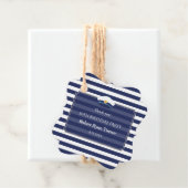 Nautical Navy Blue Stripes Man 50th Birthday Bedankjes Labels (In situ)