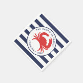 Nautical Navy Blue Stripes Red Crab Paper Servet (Hoek)