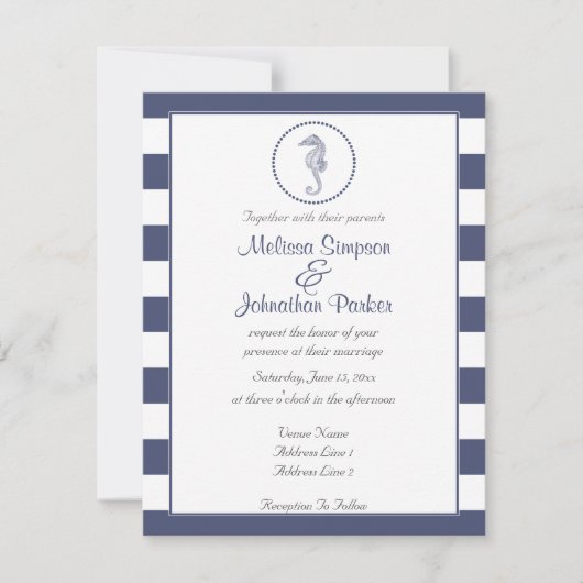 Nautical Navy Blue Stripes | Seapaard Kaart (Voorkant)