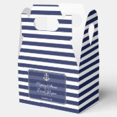 Nautical Navy Blue Stripes Silver Wedding Bedankdoosjes (Geopend)