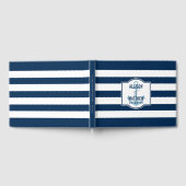 Nautical Navy Blue Stripes Wedding Monogram Gastenboek (Volledig)