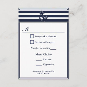 Nautical Navy Blue Swallows RSVP 2 Menu Keuze