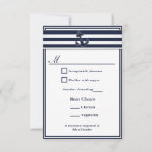 Nautical Navy Blue Swallows RSVP 2 Menu Keuze (Voorkant)