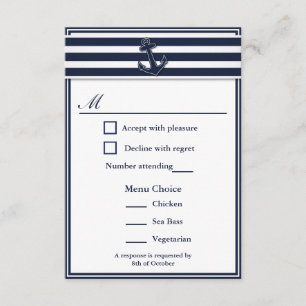 Nautical Navy Blue Swallows RSVP 3 Menu Keuze