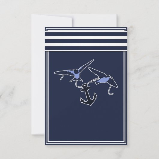 Nautical Navy Blue Swallows RSVP 3 Menu Keuze (Achterkant)