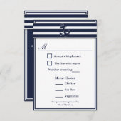 Nautical Navy Blue Swallows RSVP 3 Menu Keuze (Voorkant / Achterkant)
