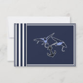 Nautical Navy Blue Swallows RSVP Invitiation (Achterkant)