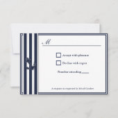 Nautical Navy Blue Swallows RSVP Invitiation Kaartje (Voorkant)