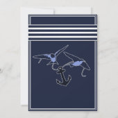 Nautical Navy Blue Swallows Wedding Invitation Kaart (Achterkant)