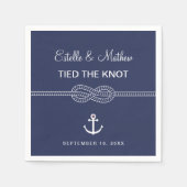 Nautical Navy Blue Tied the Knot Wedding Servet (Voorkant)