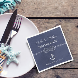 Nautical Navy Blue Tied the Knot Wedding Servet