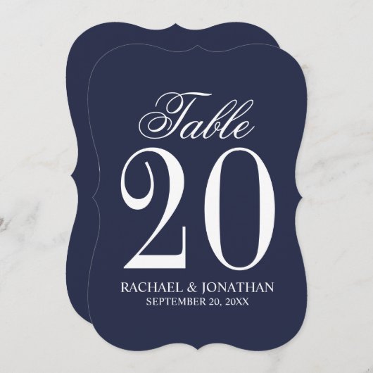 Nautical Navy Blue Trouwtafel nummer Kaart (Voorkant / Achterkant)