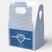 Nautical Navy Blue Tying Knot Stripes Bruiloft Bedankdoosjes (Geopend)