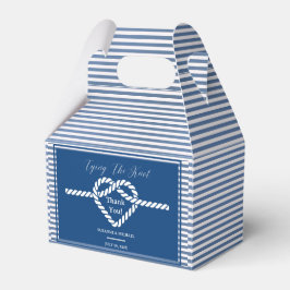 Nautical Navy Blue Tying Knot Stripes Bruiloft Bedankdoosjes
