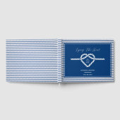 Nautical Navy Blue Tying Knot Stripes Bruiloft Gastenboek (Volledig)