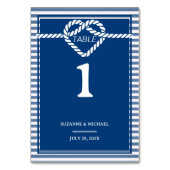 Nautical Navy Blue Tying Knot Stripes Bruiloft Kaart (Voorkant)
