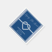 Nautical Navy Blue Tying Knot Stripes Bruiloft Servet (Hoek)