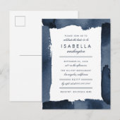 Nautical Navy Blue Waterverf Vrijgezellenfeest Uitnodiging Briefkaart (Voorkant / Achterkant)