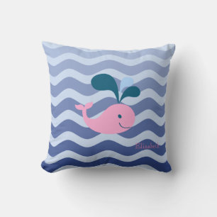 Nautical Navy Blue Waves, walvis Kussen