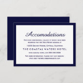 Nautical Navy Blue Wedding Accommodations Hotel Informatiekaartje (Voorkant / Achterkant)
