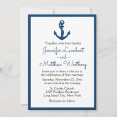 Nautical Navy Blue Wedding Anchor Sailor Beach Kaart (Voorkant)
