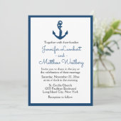 Nautical Navy Blue Wedding Anchor Sailor Beach Kaart (Staand voorkant)