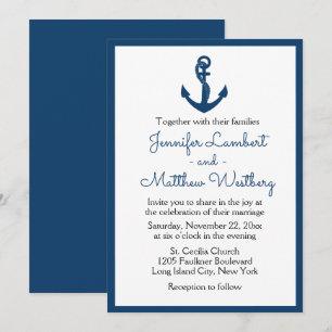 Nautical Navy Blue Wedding Anchor Sailor Beach Kaart