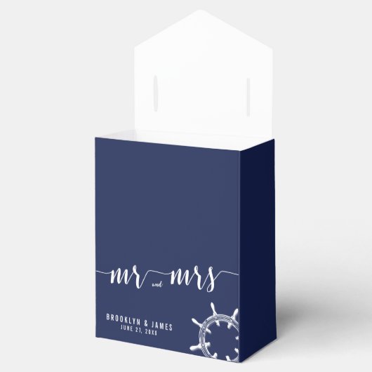 Nautical Navy Blue Wedding Favor Boxes Tent Bedankdoosjes (Geopend)