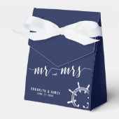 Nautical Navy Blue Wedding Favor Boxes Tent Bedankdoosjes (Voorkant Zijde)