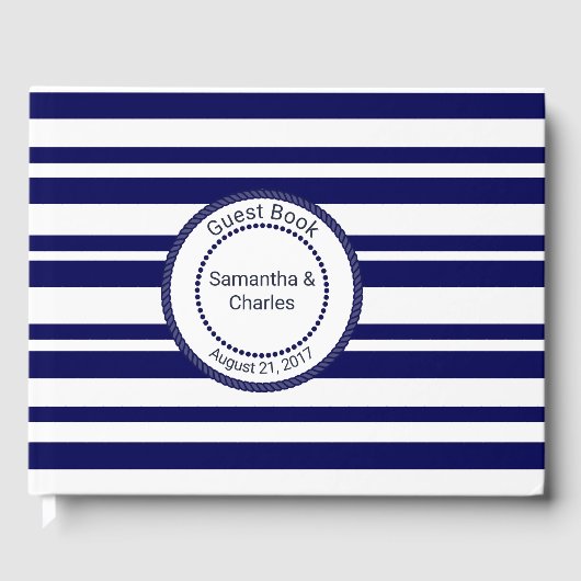 Nautical Navy Blue Wedding Guest Book Gastenboek (Voorkant)