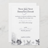 Nautical Navy Blue Wedding Invitation Kaart (Voorkant / Achterkant)