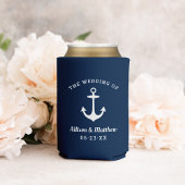 Nautical Navy Blue Wedding Monogram Boat Anchor Blikjeskoeler