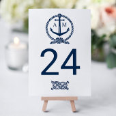 Nautical Navy Blue Wedding Monogram Kaart