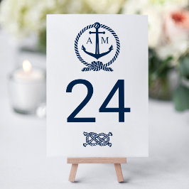 Nautical Navy Blue Wedding Monogram Kaart