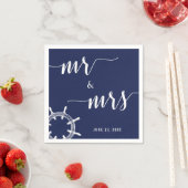 Nautical Navy Blue Wedding Napkins met wiel Servet (Insitu)