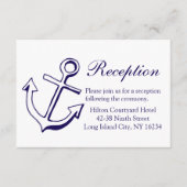 Nautical Navy Blue Wedding Reception Ship Anchor Informatiekaartje (Voorkant)