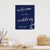 Nautical Navy Blue Wedding Reception Sign 22x28 Poster (Keuken)