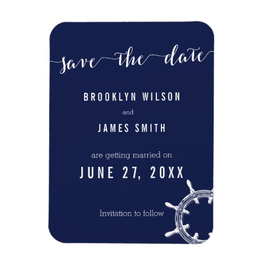 Nautical Navy Blue Wedding Save the Date Magnets Magneet (Verticaal)