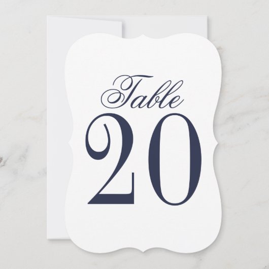 Nautical Navy Blue Wedding Table Number Kaart (Achterkant)