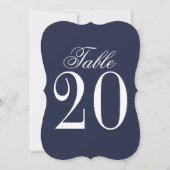 Nautical Navy Blue Wedding Table Number Kaart (Achterkant)
