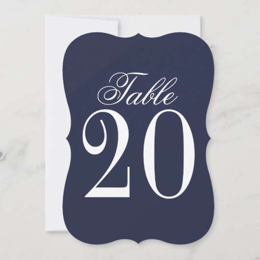 Nautical Navy Blue Wedding Table Number Kaart (Achterkant)