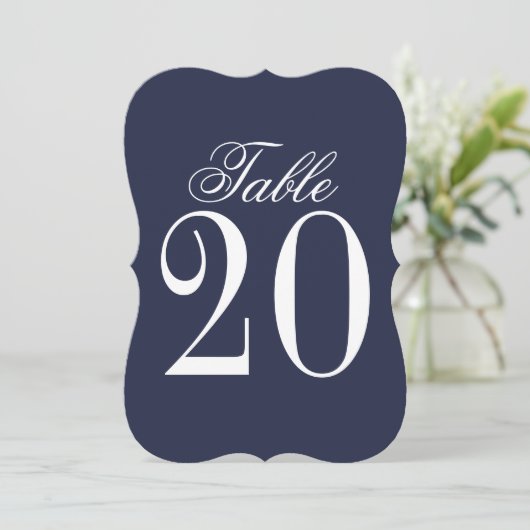 Nautical Navy Blue Wedding Table Number Kaart (Staand voorkant)