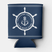 Nautical Navy Blue Welcome Aboard Name Anchor Blikjeskoeler (Voorkant)