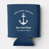 Nautical Navy Blue Welcome Aboard Name Anchor Blikjeskoeler (Achterkant)