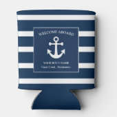 Nautical Navy Blue Welcome Aboard Name Anchor Blikjeskoeler (Achterkant)