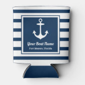 Nautical Navy Blue Welcome Aboard Name Anchor Blikjeskoeler (Voorkant)