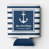 Nautical Navy Blue Welcome Aboard Name Anchor Blikjeskoeler (Achterkant)