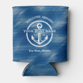 Nautical Navy Blue Welcome Aboard Name Anchor Blikjeskoeler (Voorkant)